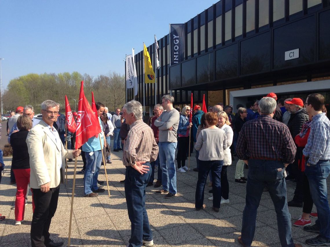 Protestaktion der ATOS-Beschäftigten in Paderborn